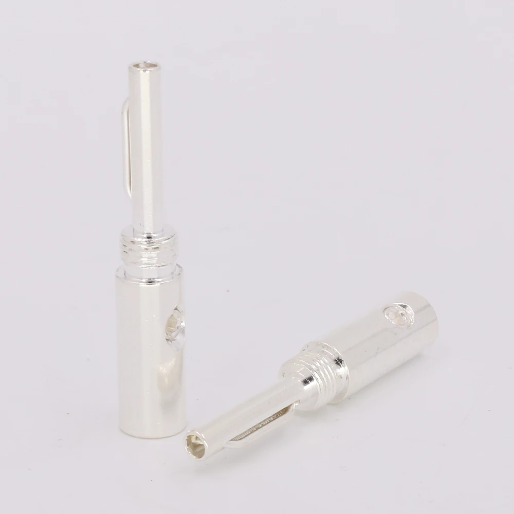 

New 4pcs/lot Silver plated Banana plug banana adapter Silver Banana Connectors