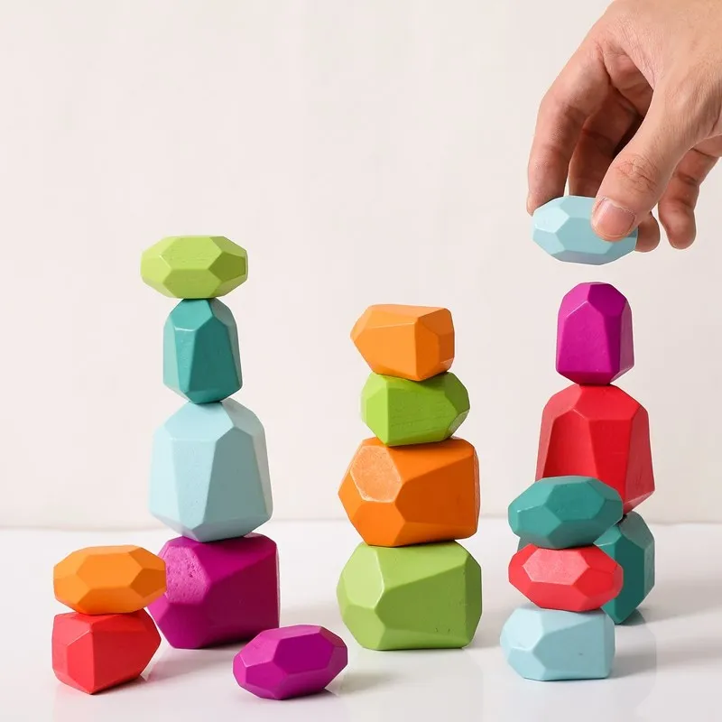 

Baby Montessori Toys Building Block Wooden Rainbow Stone Stacking Game Creative Nordic Style Puzzle Early Educational Toys