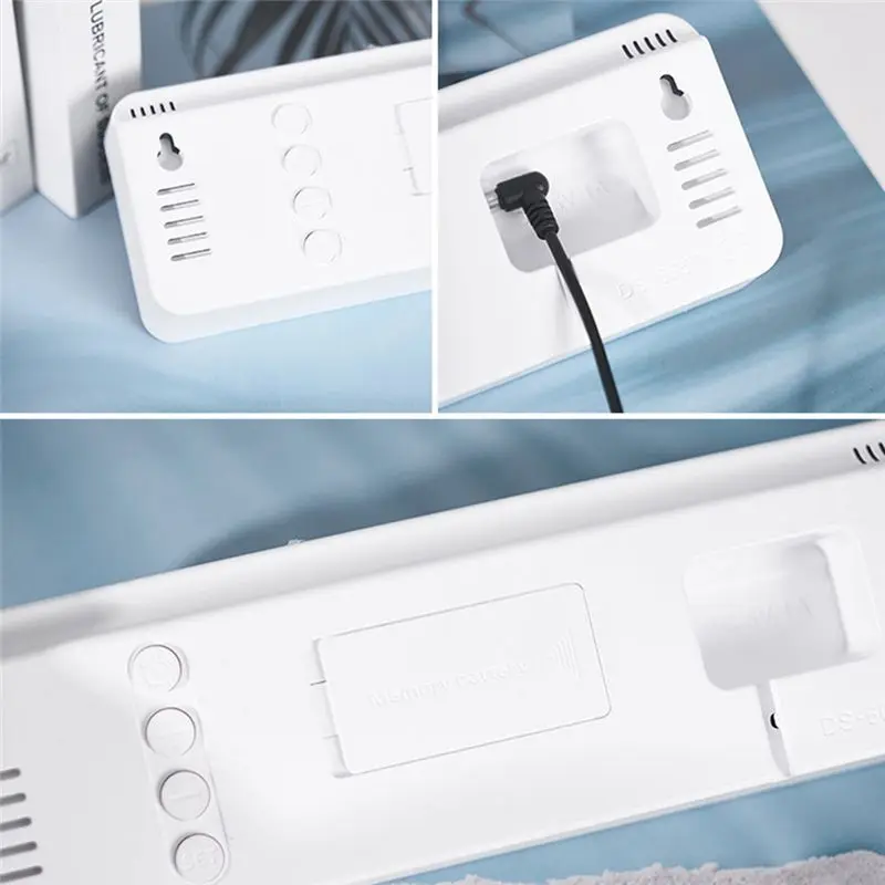 대형 디지털 벽시계 온도 및 습도 주간 표시 전자 LED 테이블 알람 시계 12/24H