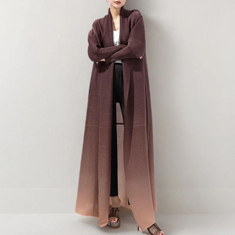 

COZOK Long Trench Coat Pleated Loose Big Szie Contrasting Colors Patchwork 2024 Spring New Fashion Trend WT3102