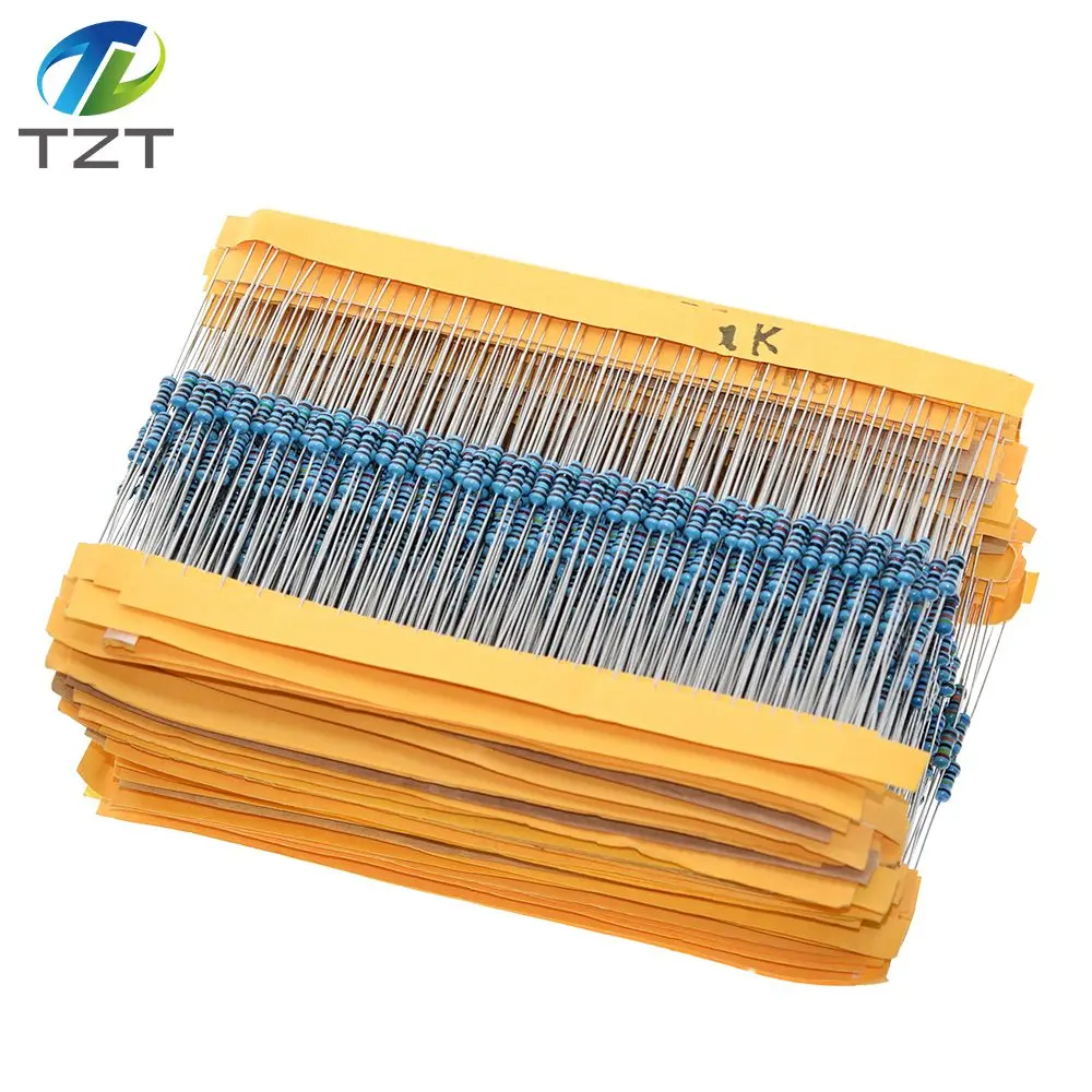 TZT 100pcs 1/4W 1R~22M 1% Metal film resistor 100R 220R 1K 1.5K 2.2K 4.7K 10K 22K 47K 100K 100 220 1K5 2K2 4K7 ohm resistance metal film resistor