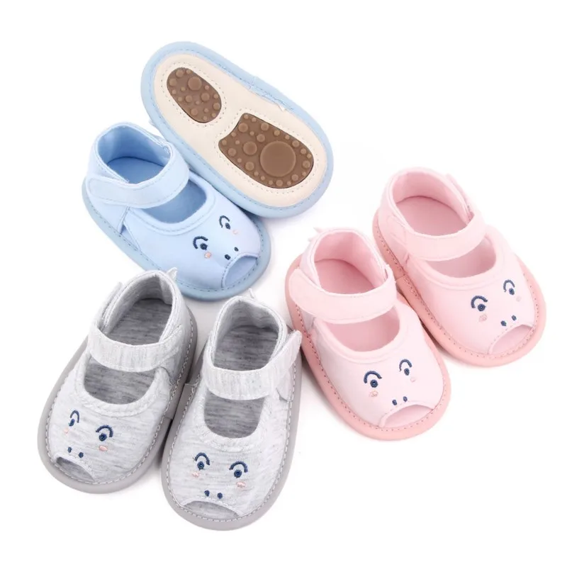 

Summer Baby Shoes Toddler Rubber Walkers Cute Canvas Cotton Soft Sole First Step Walking Sandal For Baby Girls Boys Infant 0-18M