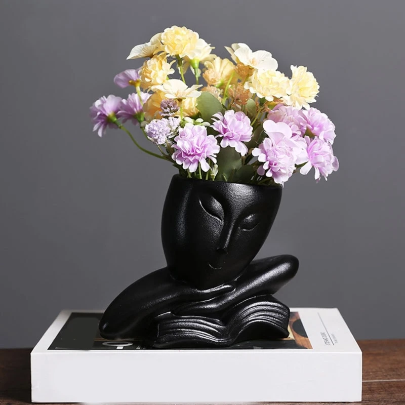 MXME Face Girl Pen Holder Silicone Mold Succulent Planter Mold Decor Making Tool