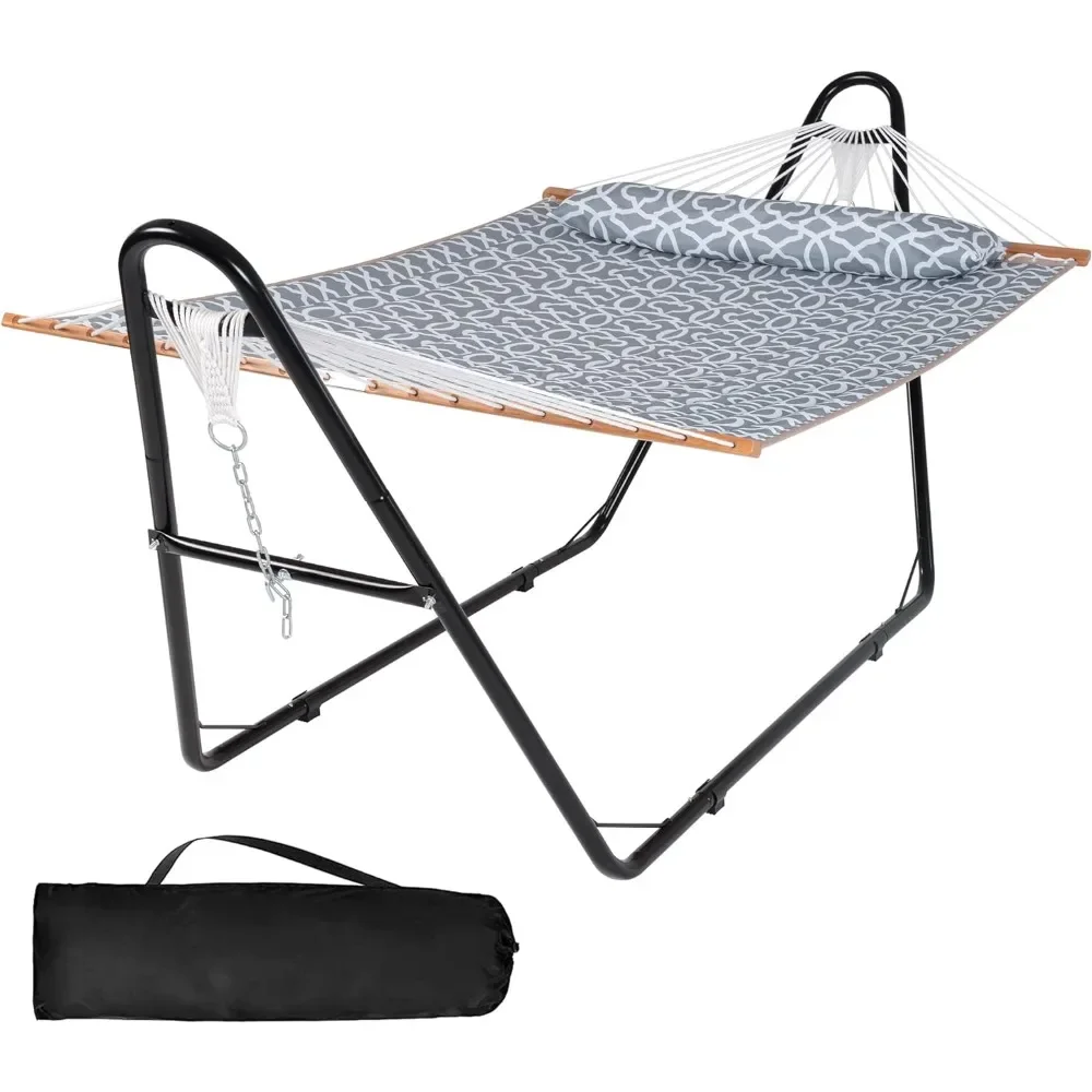 

Gray Pattern Outdoor Furniture Extra Large Two Person Patio Hammock Double Portable Hammock With Stand Included 475 Lbs Capactiy