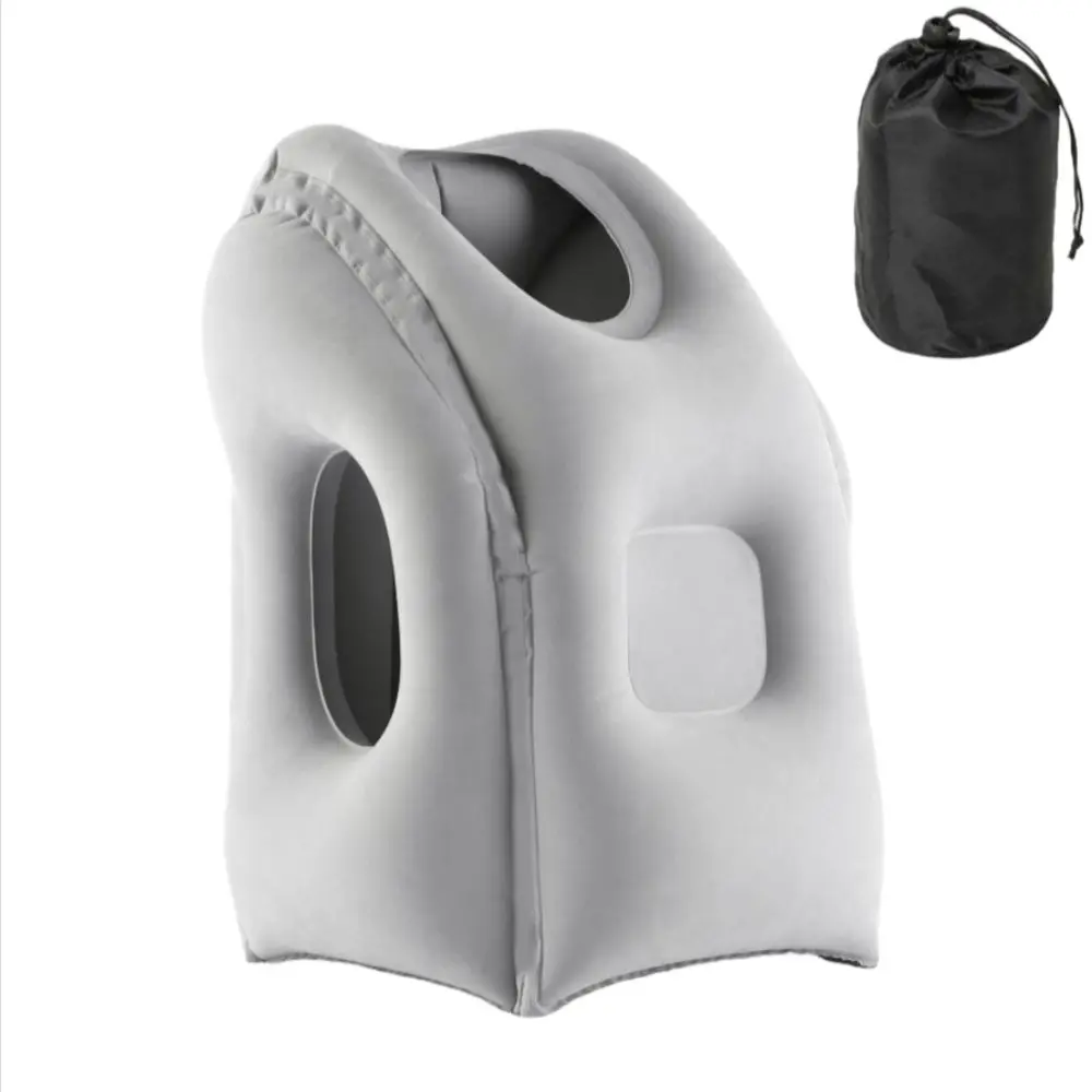 PVC Material Office Nap Pillow Air Cushion Head Support Inflatable Travel Pillow Foldable Grey Chin Support Pillow Men Women