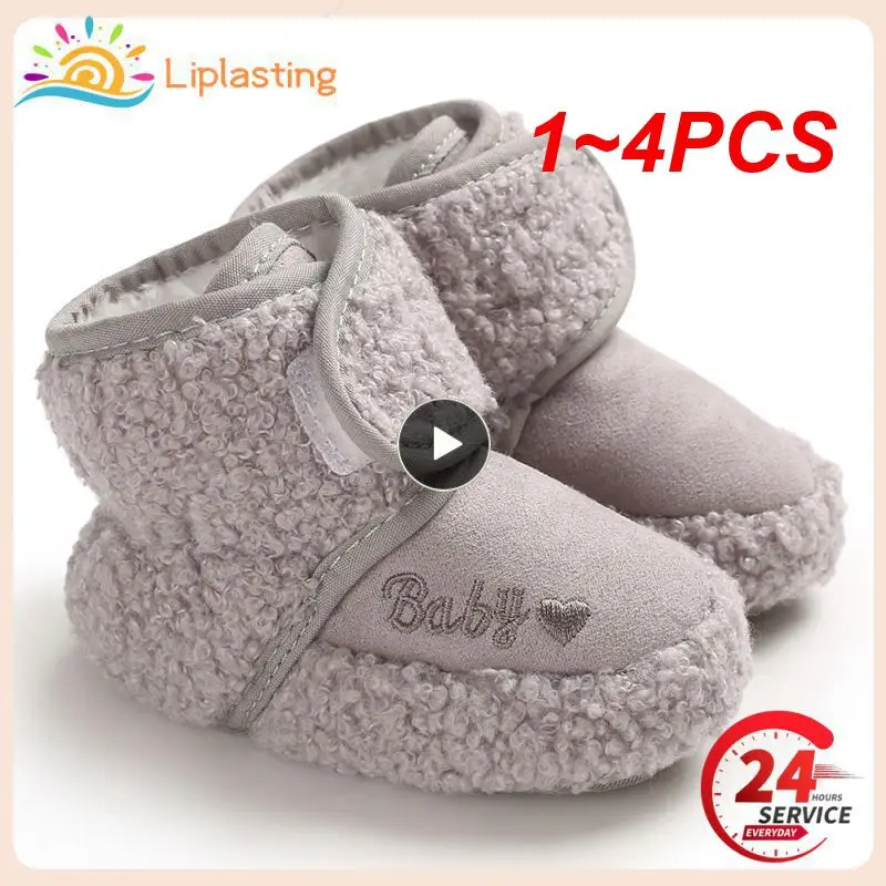 

1~4PCS Winter Infant Shoes Baby Girl Boy Bow Knot Baby Boots Casual Newborn Sneakers Non-slip Soft Soled Walking Shoes Age for