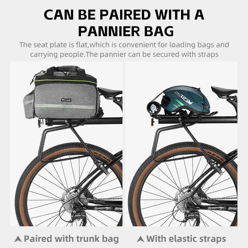 WEST BIKING Quick Release Bicycle Trunk Rack Aluminum Alloy Bike Rear Seat Cargo Carrier with Reflective Safety Bike Accessories