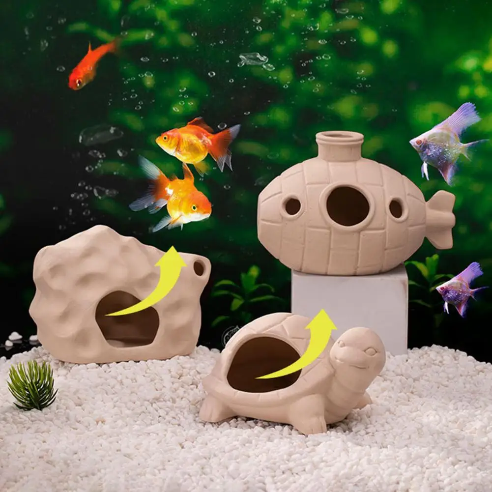 High-quality Fish Tank Decor Decorations for Aquarium Exquisite Ceramic Aquarium Landscaping Ornament Unique Fish Tank Shelter