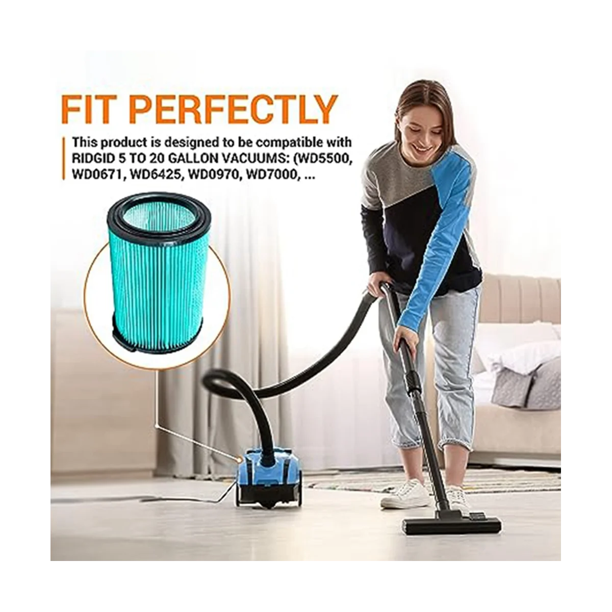 Suitable for Ridgid VF6000 Vacuum Cleaner Filter Filter Replacement Filter Vacuum High-Efficiency Air Filter 5