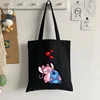 Cute Disney Lilo  Stitch Women's Tote Bag Canvas High Capacity Soft Shoulder Bag Women's Handbag Casual Comunting Shopping Bags 3