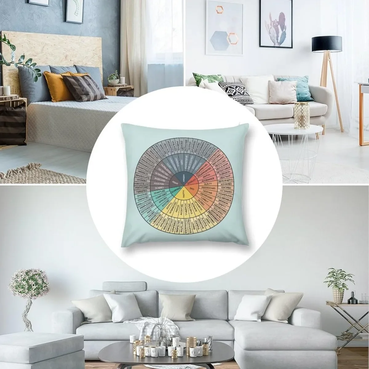 Wheel of Emotions Feelings Throw Pillow Covers Soft Decorative Throw Pillowcases Square Cushion Case 45x45cm 18x18Inch 40x40CM 4