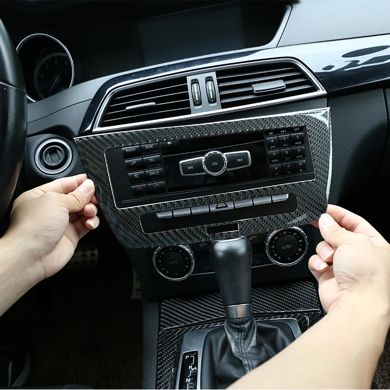 

1 Pcs Soft Carbon Fiber For Mercedes Benz C Class W204 2011-2013 Car Accessories Multimedia Switch Panel Sticker