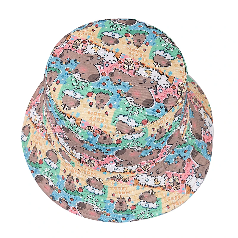 Hot Sale Unisex Summer Capibara Bucket Hat Capybara Print Outdoor Sun Protection Women Cap Adult Lovely Hat