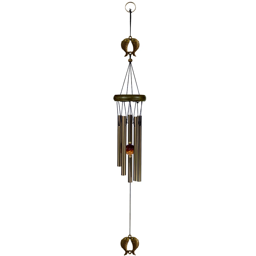 Bronze Harmony Wind Chime with Butterfly and Owl Charms - Outdoor & Garden Decor Gift