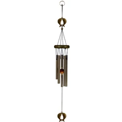 Bronze Harmony Wind Chime with Butterfly and Owl Charms - Outdoor & Garden Decor Gift (Double Fishes)