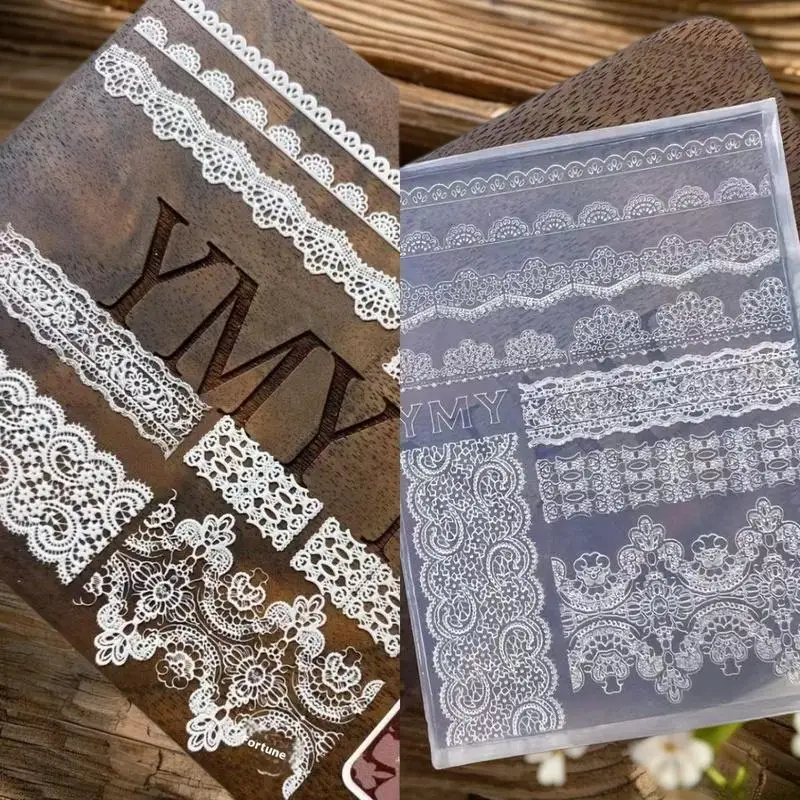 3D 실리콘 네일 몰드 네일 아트 장식 DIY 릴리프 레이스 리본 템플릿 네일 쥬얼리 공예 투명 네일 몰드
