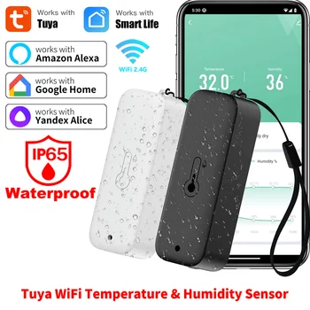 Tuya WiFi Temperature Humidity Sensor IP65 Waterproof Smart Thermometer Remote Control APP Work with Google Assistant Alexa 1