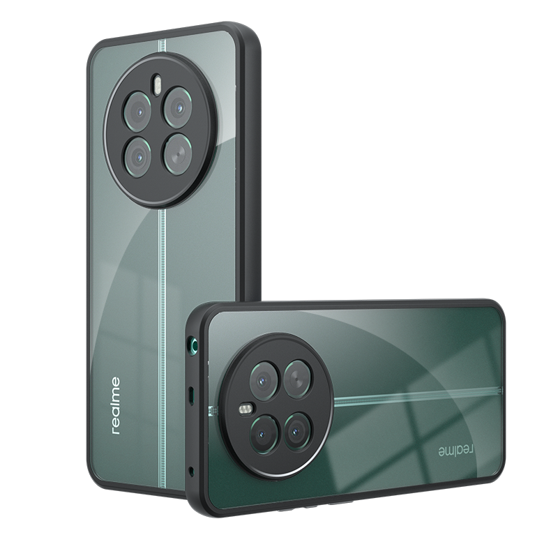 For Realme 12 Plus 5G Anti-Drop Air Bag HD Clear TPU PC Case,Anti-shock Frosted PC Case For Realme P1 Narzo 70 Pro