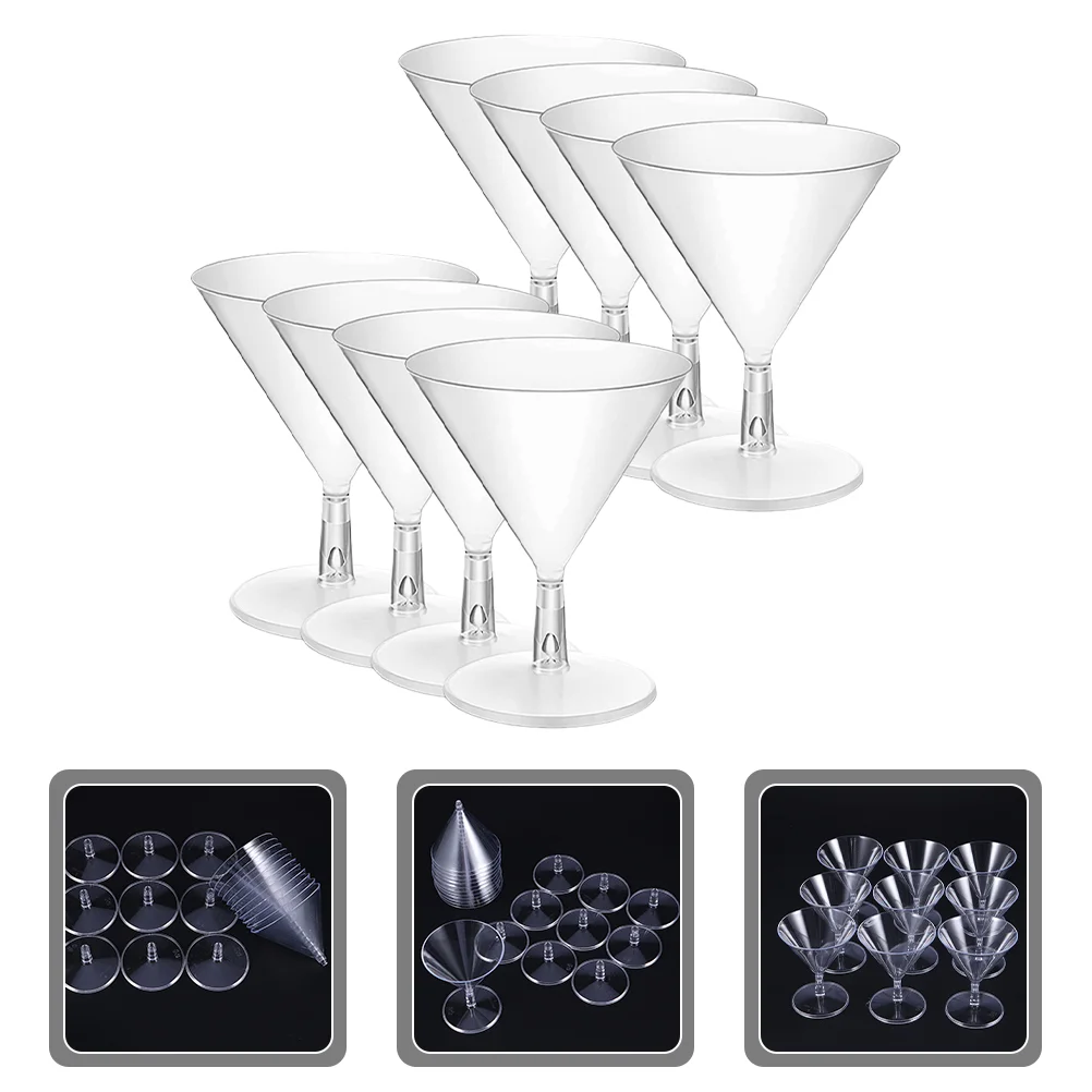 8 Pcs Clear Goblets for Party Disposable Wineglass Martini Glasses Cocktail Cup Abs