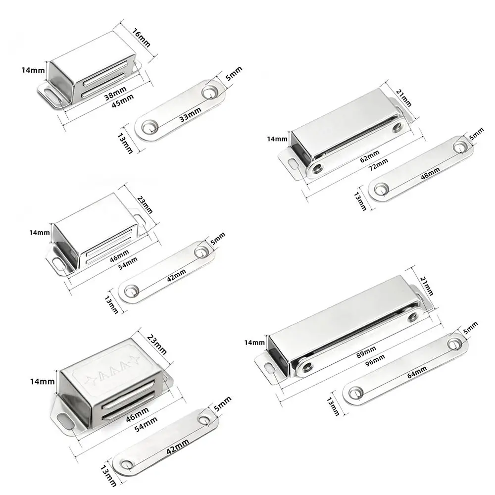 Magnetic Door Catch Hardware Stainless Steel Door Closer Chrome Cabinet Latches