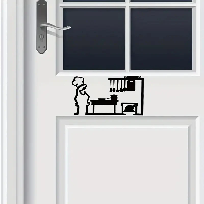 1pc Minimalist Line Art Stickers Door Sticker Bedroom, Kitchen, Bathroom Sign Cartoon Character Design Home Decoration