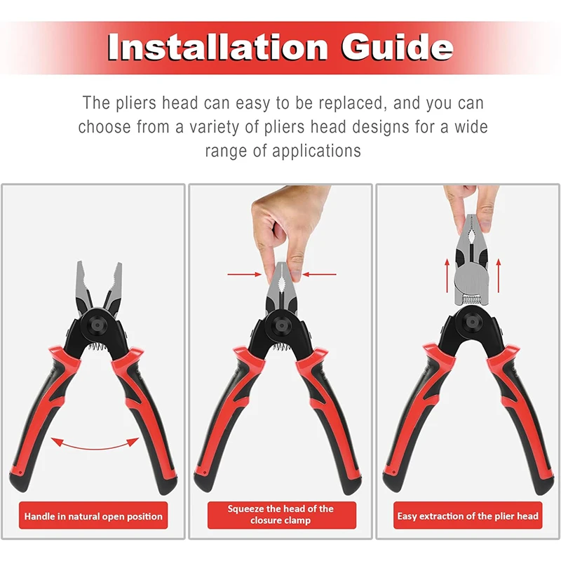 5 IN 1 Multifunctional Pliers Set Quick Change Pliers Head with Wire Pliers Scissors Cable Cutter Wire Stripper Crimping Pliers 4