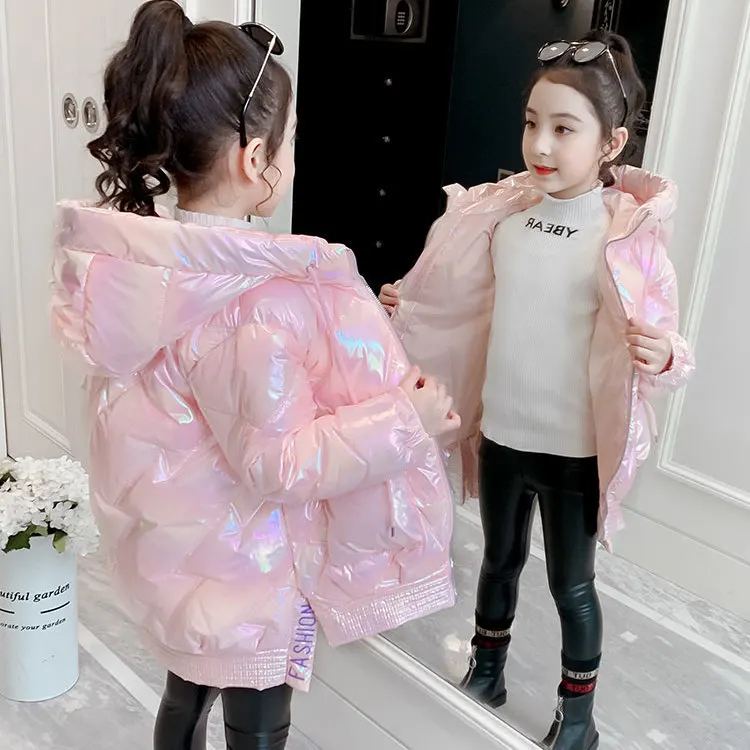 

Winter Jacket for Girls Coat Teen Kids Parkas Snowsuit Fashion Bright Waterproof Outerwear Children's Clothing 2-12 Years