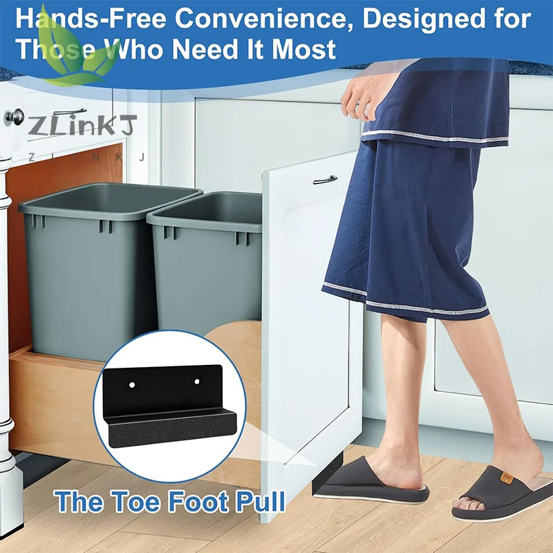 Garbage Cabinet Foot Handle Metal Hands-free Screws Mounting Cabinet Door Edge Garbage Drawer Foot Handle Household Items