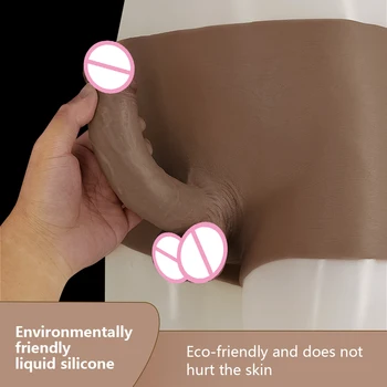 Dark Brown Strap on Dildo Lesbian Penis Pants Masturbators Silicone Realistic Dildos Women's Panties for Sex Toys for Adults 18+ 2