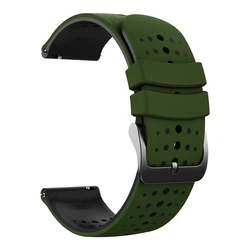 Breathable Silicone Strap 22mm Replacement Wristband Bracelet - 1pcs 22mm (Army Green Black)