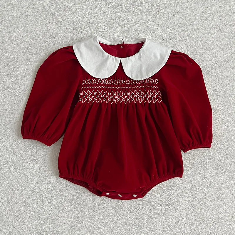 Baby Girls Clothes Autumn Toddler Baby Rompers Princess Dress Red Long Sleeves Girls Dress Christmas Sister Clothing girls dress princess costume kids clothes