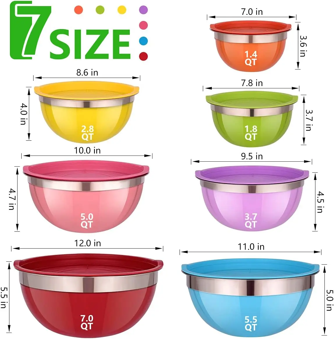Bowls with Lids for Kitchen - 26 PCS Stainless Steel Nesting Colorful Mixing  Bowls Set for Baking,Mixing,Serving & Prepping, - AliExpress