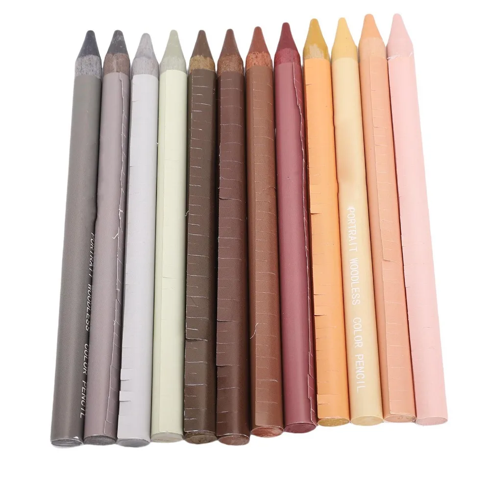 12PCS 풍부한 색소 무목 색연필 세트 부드러운 코어 생생한 색조 초상화 톤 연필 잘 어울리는 색상 톤