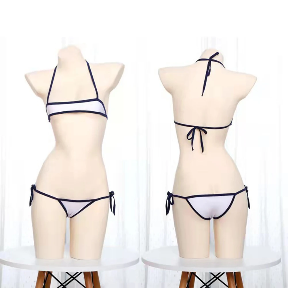 Women Sexy Micro-Bikini Set Solid Color Transparent Straps Halter Neck Swimsuits Swimwear Summer Beachwear Female Biquini bikini set women swimwear bikini swimsuit