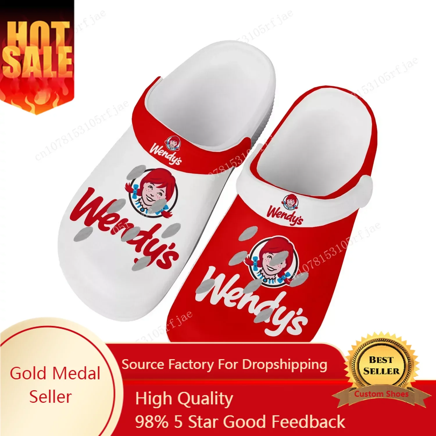 

New Wendys Fast Food Restaurant Logo Home Clog Mens Women Youth Boy Girl Sandals Shoes Garden Bespoke Customized Hole Slippers