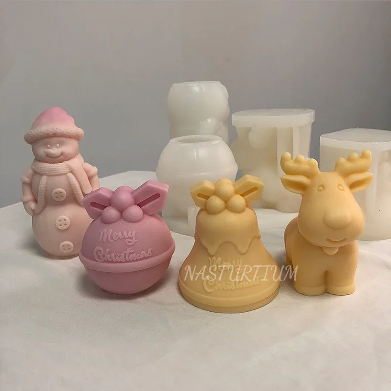 Acheter Bougeoir Artisanal En Résine De Noël, Pot De Fleur, Moule En Silicone, Bonhomme De Neige époxy, Cloche D'élan, Père Noël