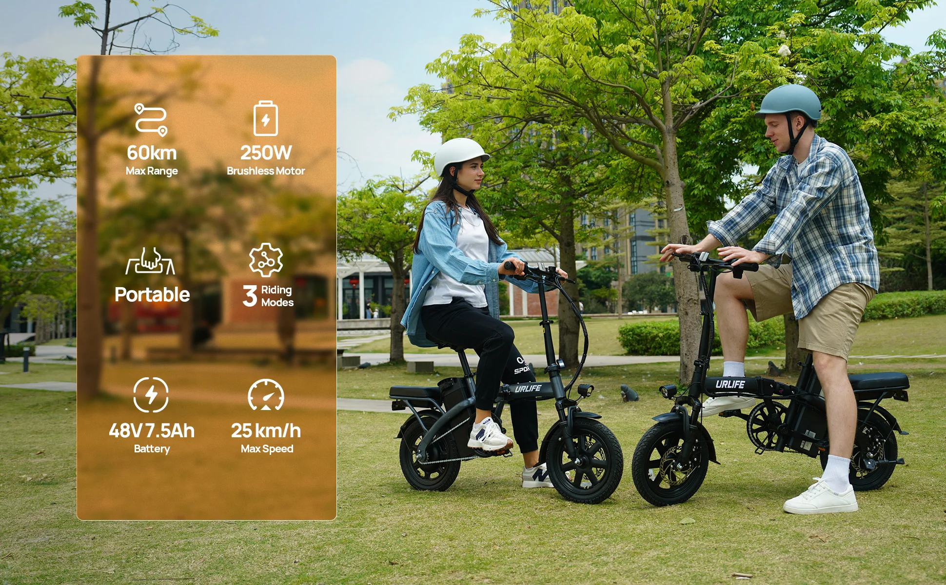 URLIFE F1L Elektrofahrrad für Erwachsene, 250 W Motor, faltbares City-Pendel-Elektrofahrrad, 48 V, 7,5 Ah, 14-Zoll-Reifen, Unisex-Stil – Detail 2