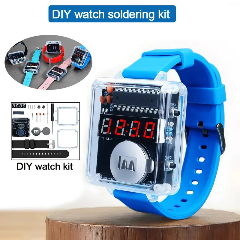 DIY Electronic Clock Kit, LED Digital Tube Display, Silicone Bracelet, Beginner Soldering Project