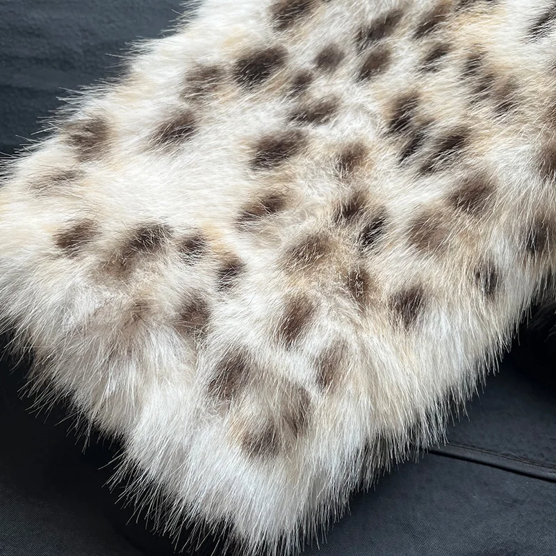 Leopard Point Short Fur Coat for Women Turndown Collar Casual Faux Fur Coat Fluffy Jacket Artificial Fur Coat Winter 2023