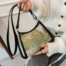  Women's Underarm Bags Autumn 2022 Trendy New Oil Painting Shoulder Bag Cute Simple Handbags And Purses Female Travel Small Totes 