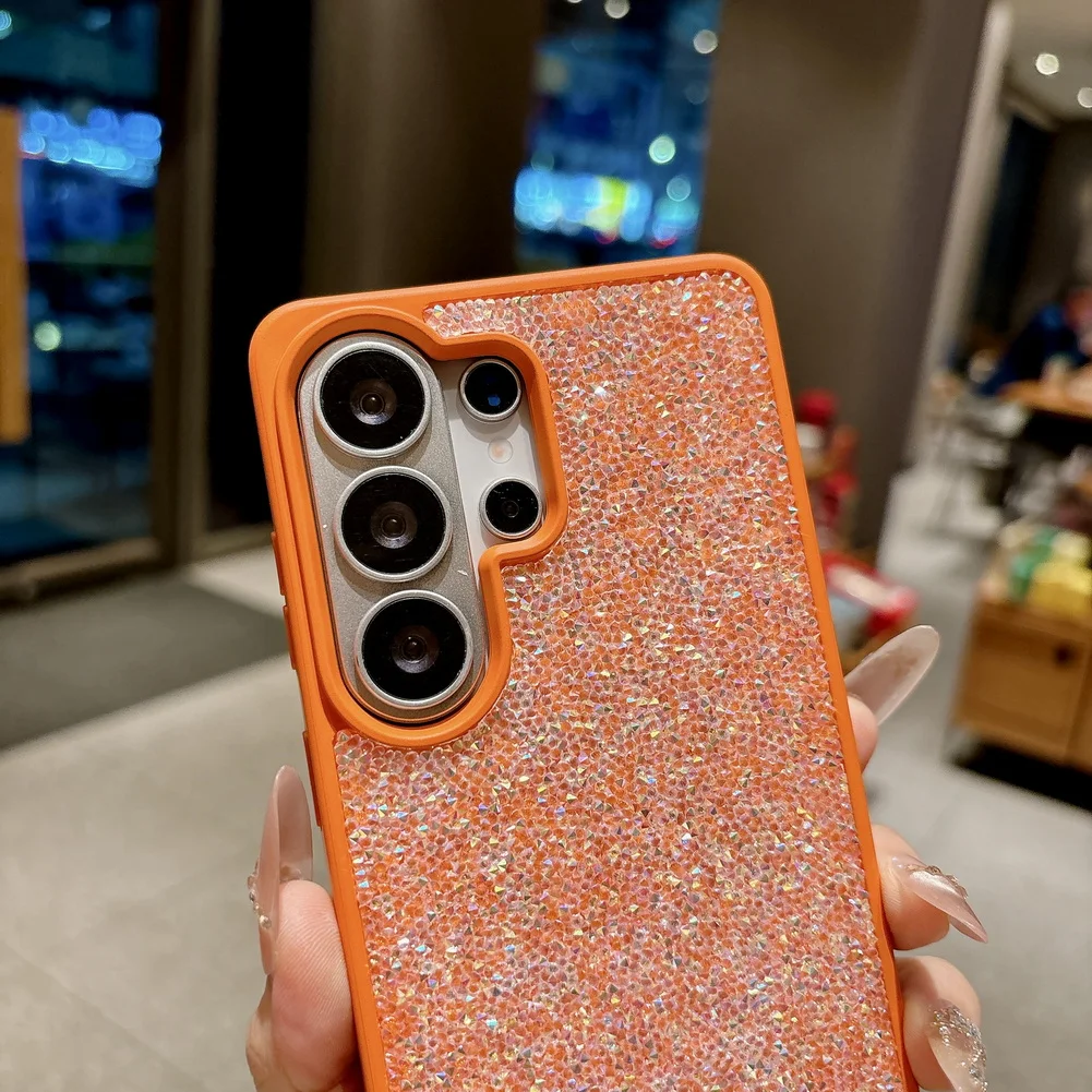 Multicolored Rhinestone Glitter Phone Case with Camera Protection