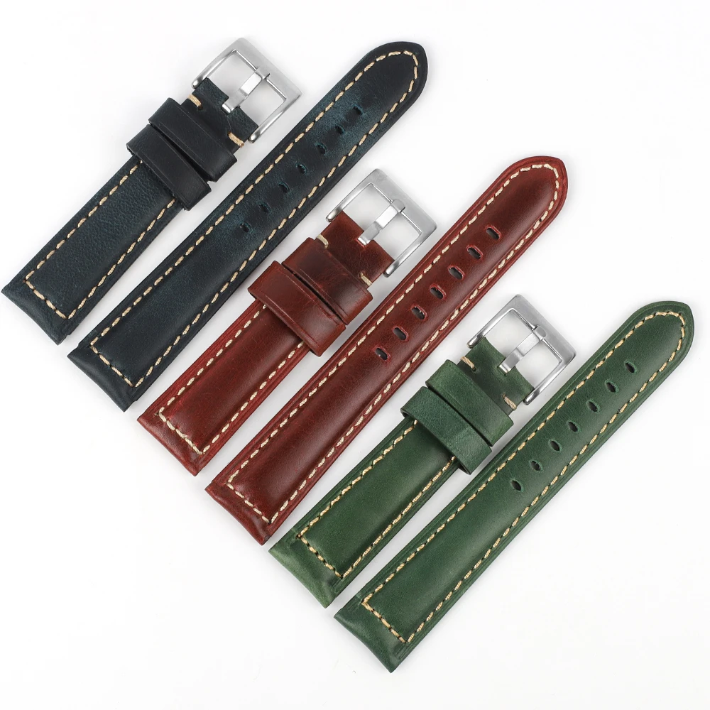 

Onthelevel Genuine Leather Watchbadns 18mm 20mm 22mm 24mm Dark Blue Woemn Men Cowhide Watch Band Strap Watch Accessories