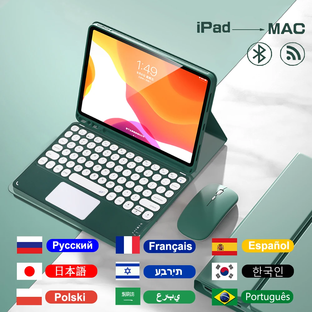 ProCase Étui Clavier Français AZERTY pour iPad Air 5ème 2022/Air 4ème 2020  10.9 Pouces, Modèle A2588, A2589, A2591, A2324, A2072, A2316, A2325, Housse