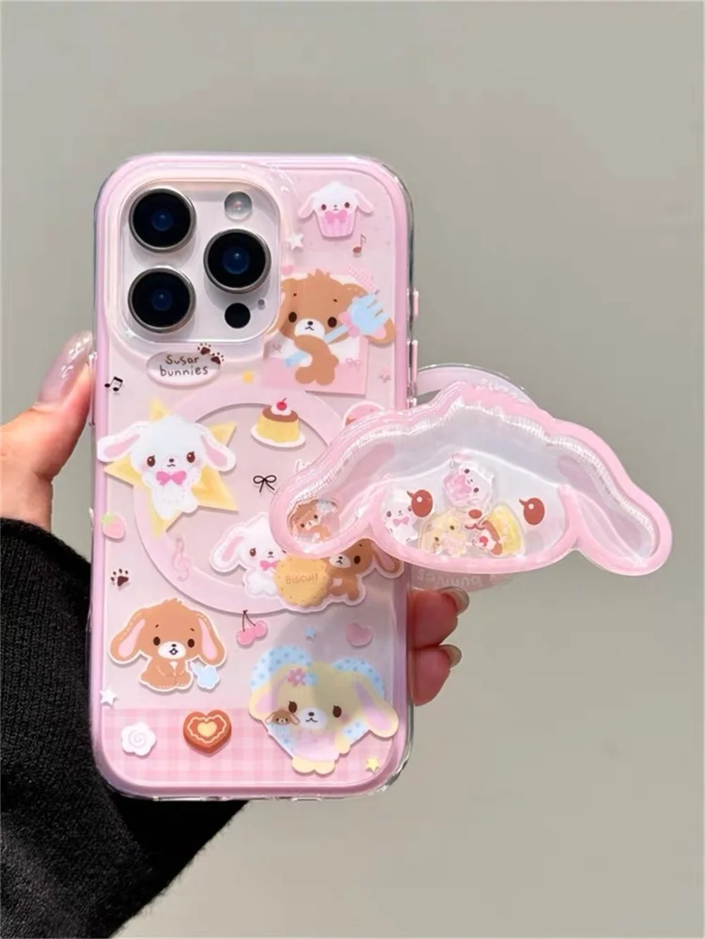 أرنب حلوى كرتوني مضحك مع حافظة هاتف بحامل مغناطيسي...