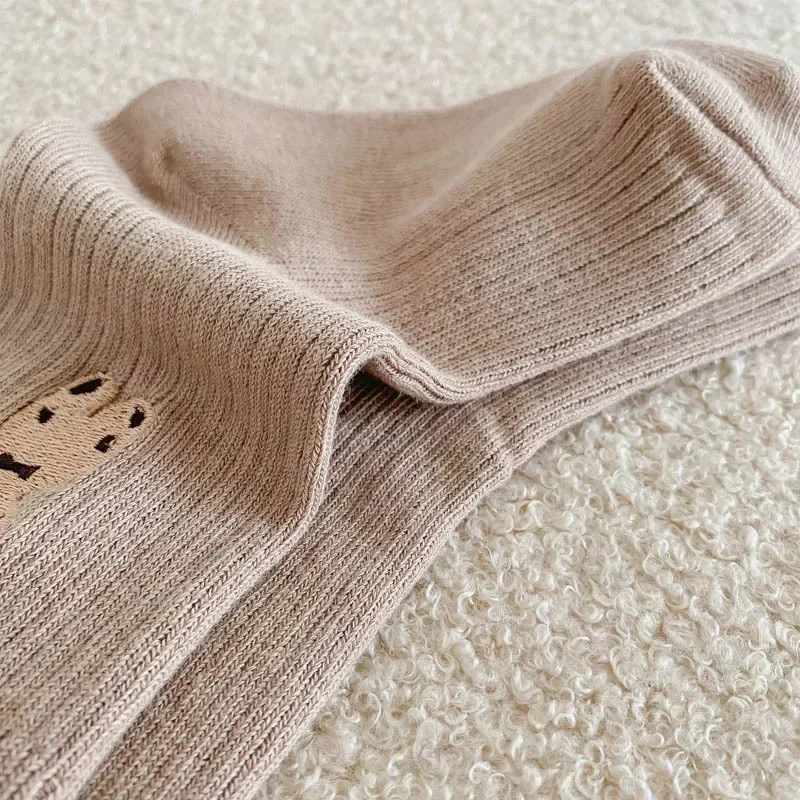Spring Autumn Kids Toddler Socks Korean Style Fashion Cartoon Bear Calf Sock for Kids Boy Girl Soft Cotton School Sock for Baby