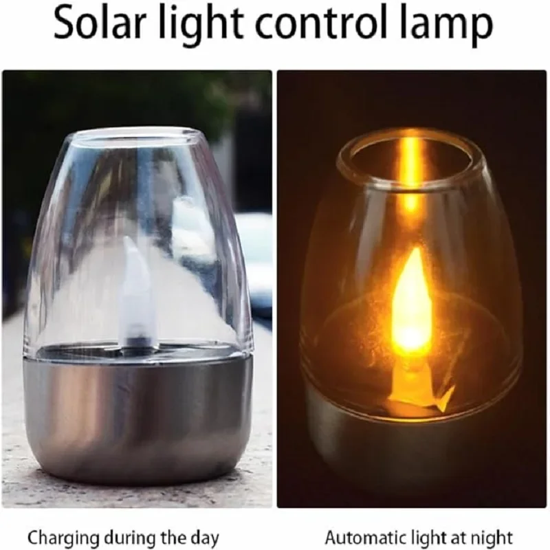 Solar Powered Flameless Candles Outdoor Waterproof LED Night Lights For Garden Wedding Party Decor Holiday Atmosphere Lamp