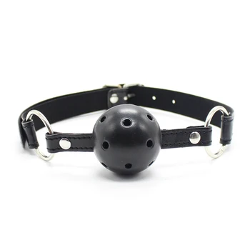 PU Leather Couple Gag Ball BDSM Bondage Restraints Open Mouth Breathable Sex Ball Harness Strap Gag Sex Toy for Women Cosplay 18 2