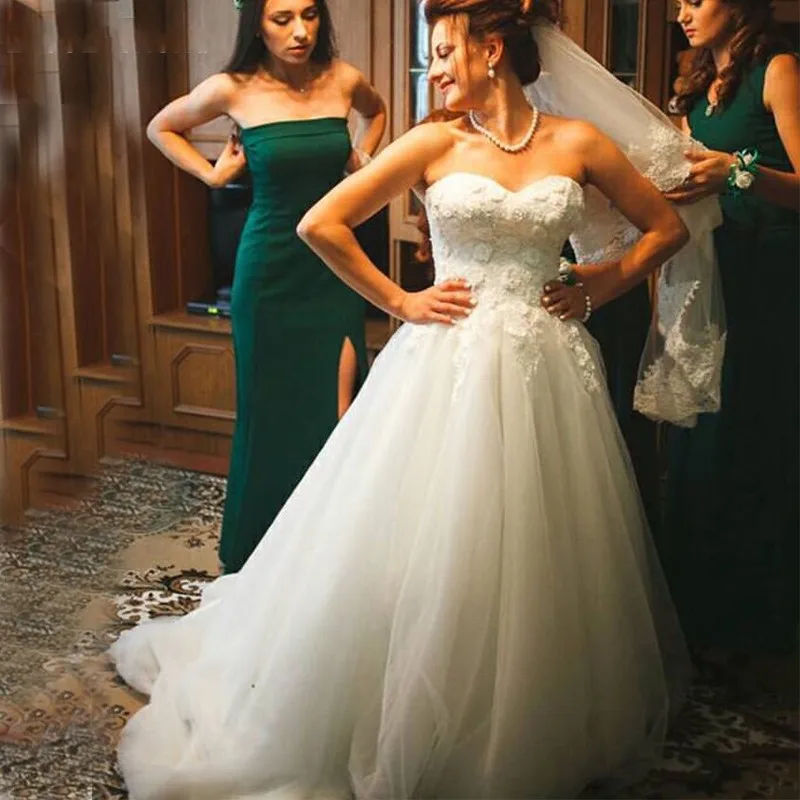 

Angelsbridep 2 STORE Sweetheart Ball Gown Wedding Dresses Robe De Mariee Sexy Applique Beads Court Train Formal Bride Gowns