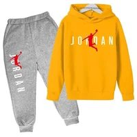 Enfants automne printemps tendance lettre imprimer 2 pièces sweat à capuche + pantalon survêtements 3-13 ans garçons filles tenues décontractées enfants vêtements ensembles 1