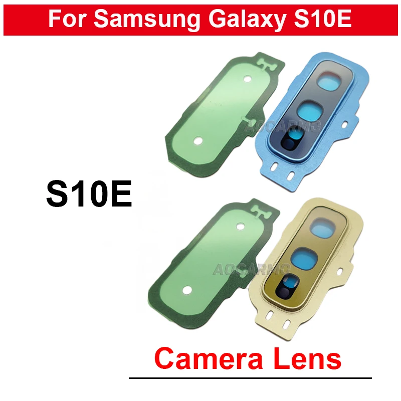 1 Pz Per Samsung Galaxy S10E S10E Obiettivo Posteriore Della Fotocamera Con Telaio E Parti Di Ricambio Di Riparazione Adesive